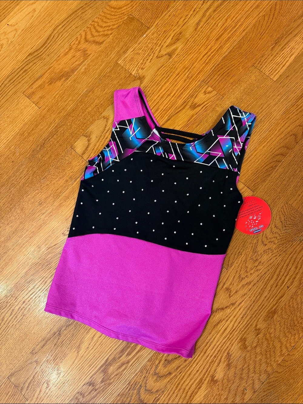 NWT Freestyle Pink and Black Girls' Athletic Tank Dance Gymnastics Sz 10/12